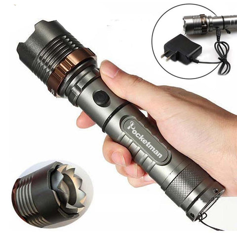 Tactical T6 LED Zoom Rechargeable Flashlight Torch